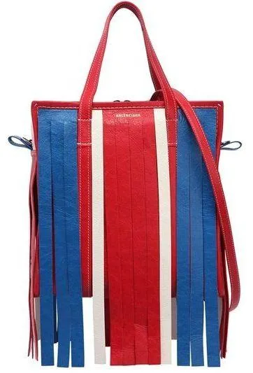 Small Bazar Leather Tote Bag W/Fringe