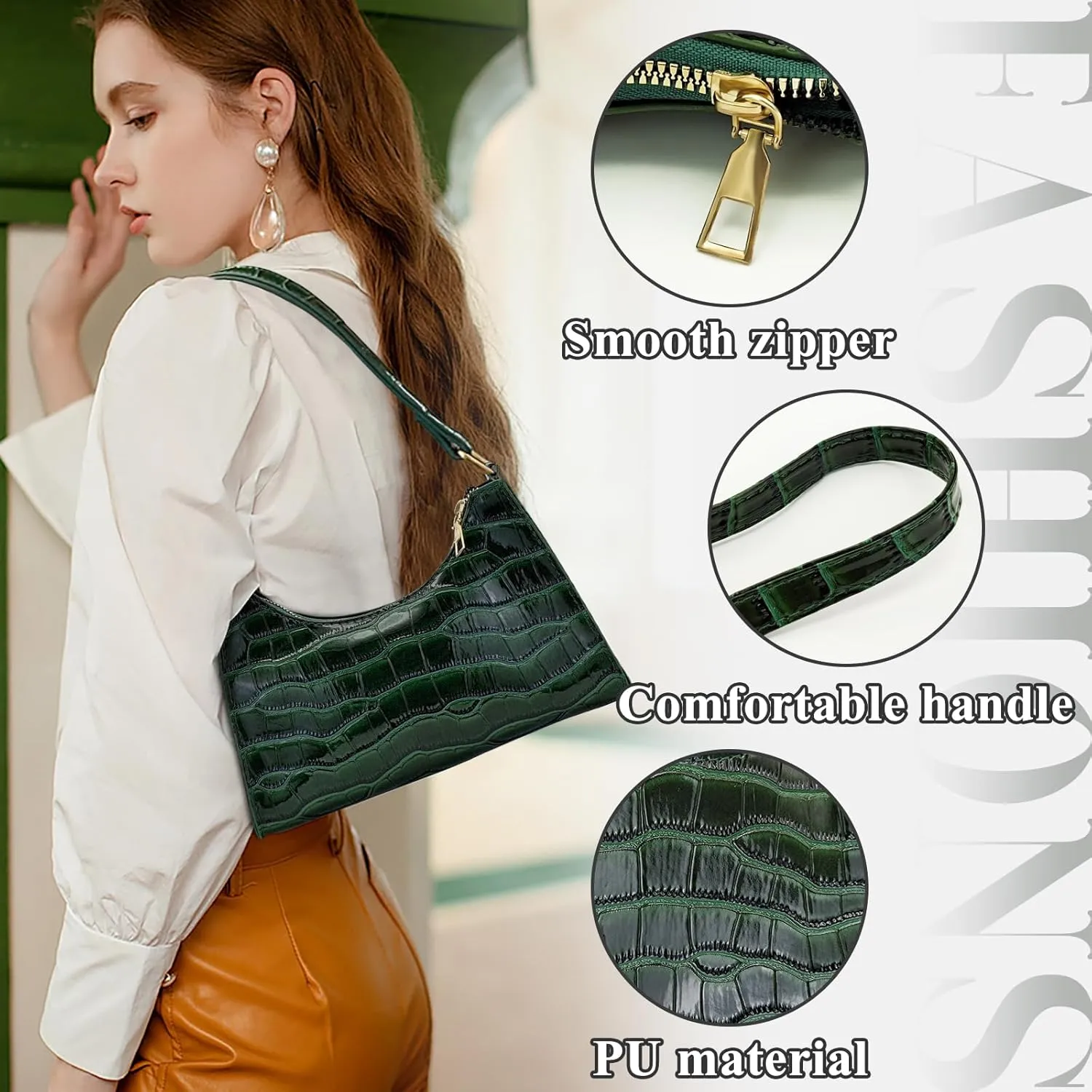 Small Handbag, PU Leather Shoulder Bag for Women and Girls, Lightweight Womens Shoulder Bags for Work, Travel
