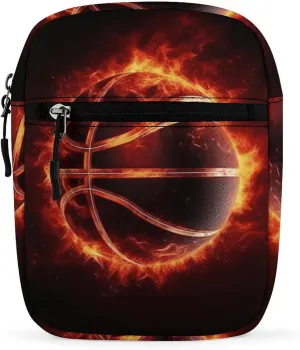 Small Satchel Purse Mini Shoulder Bag Personalized Basketball in Fire Print Crossbody Bags For Women Men