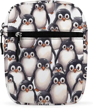 Small Satchel Purse Mini Shoulder Bag Personalized Cute Baby Penguins Sketch Print Crossbody Bags For Women Men