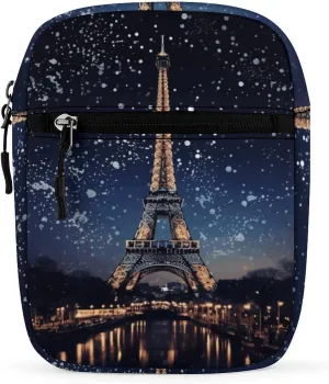 Small Satchel Purse Mini Shoulder Bag Personalized Night Paris Eiffel Tower Print Crossbody Bags For Women Men