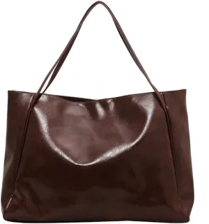 Soft Leather Large Capacity Tote Bag for Women Shoulder Bag Retro Satchel Bags for Women Leather Aesthetic
