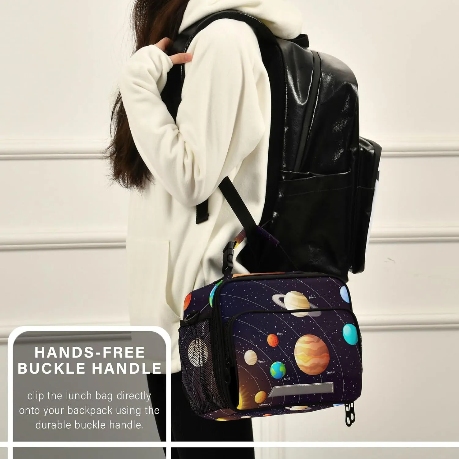 Solar System Lunch Bag for Women Men Planets Orbits Insulated Cooler Tote Bag with Adjustable Shoulder Strap Large Capacity Reusable Leakproof Picnic Lunch Box Outdoor for Adult Office