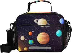 Solar System Lunch Bag for Women Men Planets Orbits Insulated Cooler Tote Bag with Adjustable Shoulder Strap Large Capacity Reusable Leakproof Picnic Lunch Box Outdoor for Adult Office