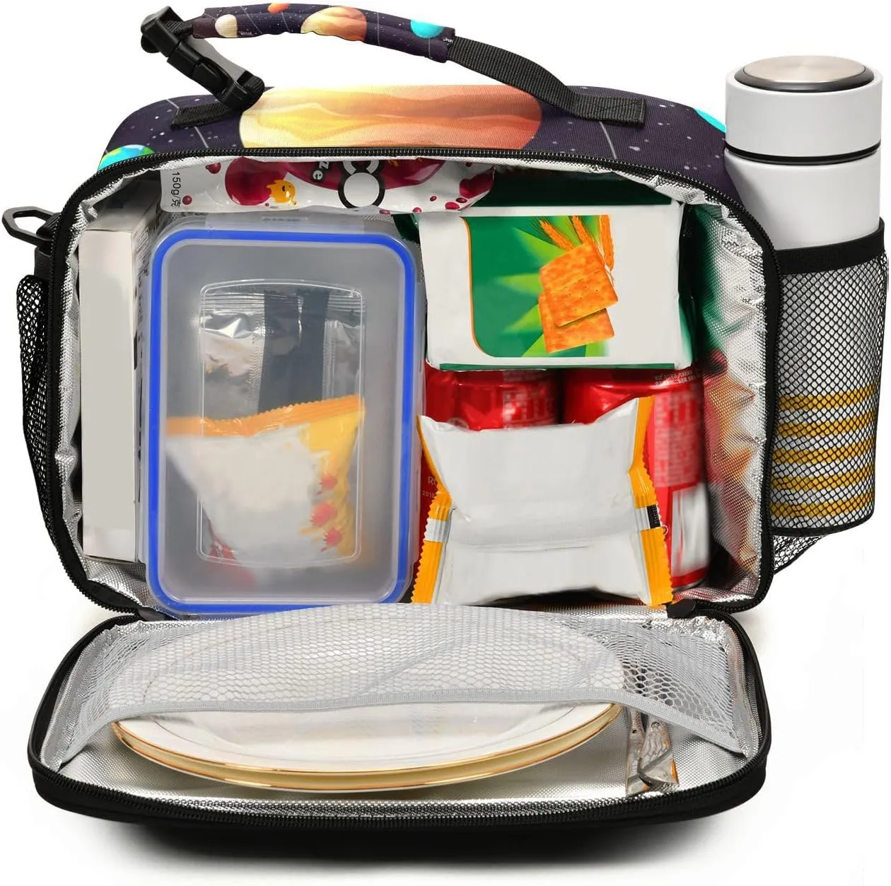 Solar System Lunch Bag for Women Men Planets Orbits Insulated Cooler Tote Bag with Adjustable Shoulder Strap Large Capacity Reusable Leakproof Picnic Lunch Box Outdoor for Adult Office
