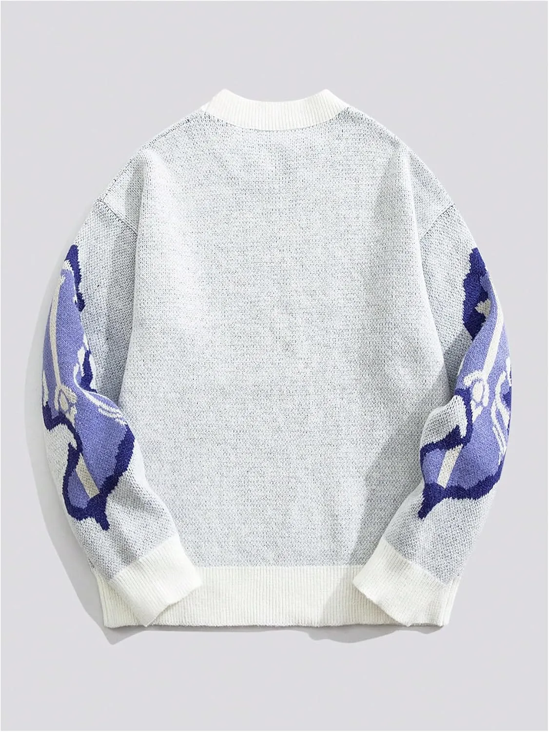 SOLY HUX Men's Sweater Graphic Print Drop Shoulder Long Sleeve Crewneck Pullover Tops
