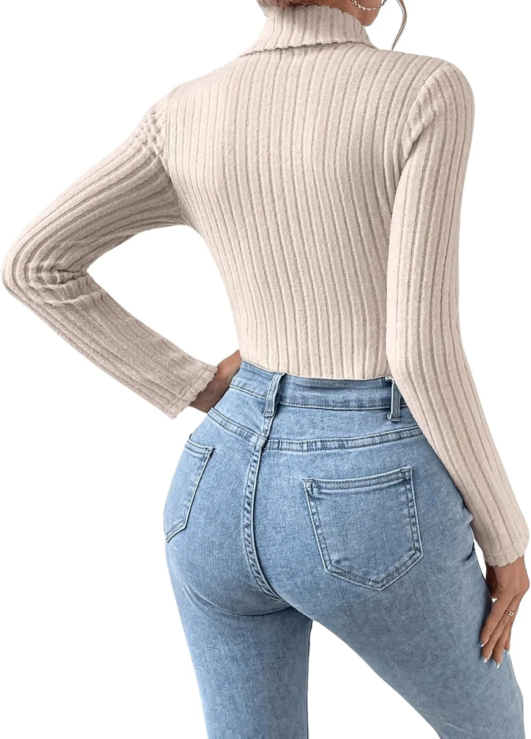 SOLY HUX Women's Bodysuit Turtleneck Long Sleeve Solid Bodysuit T Shirt Tops