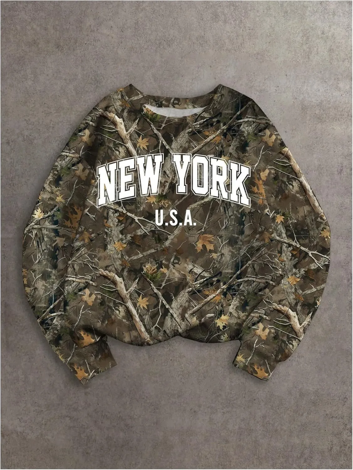 SOLY HUX Women's Camo Graphic Crewneck Sweatshirt Long Sleeve Y2K Vintage Pullover Streetwear Tops