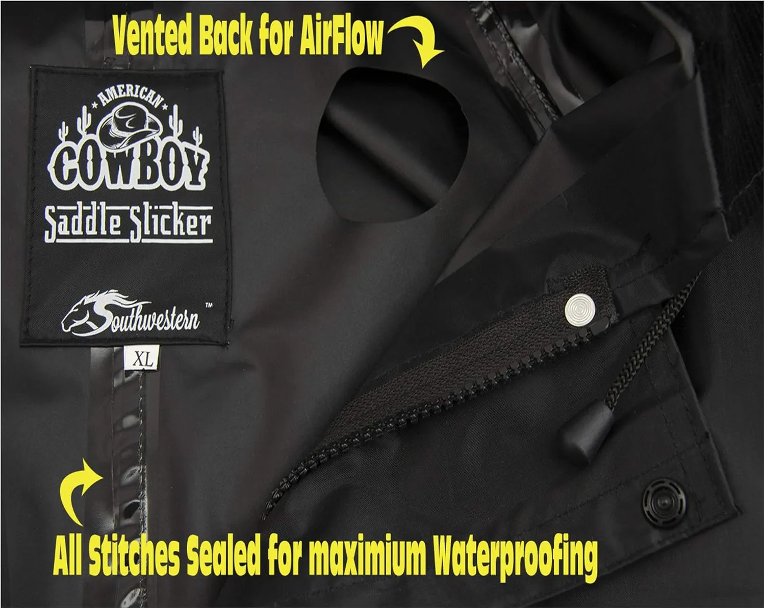 Southwestern Equine American Cowboy Saddle Slicker Rain Coat Duster – 100% Waterproof Full Length Unisex