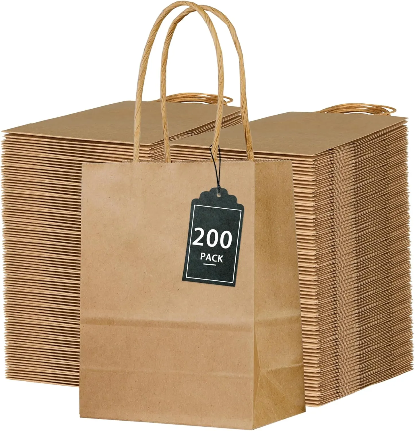 SPERPAND 200Pcs Mini Brown Paper Bags - 6.5" Paper Gift Bag Small Size for Birthday, Baby Shower, Christmas, Wedding, Party Favor Bags