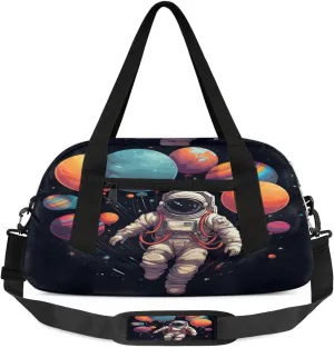 Sport Duffel Bag Astronaut Print Kids Gym Bag Weekender Overnight Bags for Boys Girls Teens Carry On Workout Travel Bag