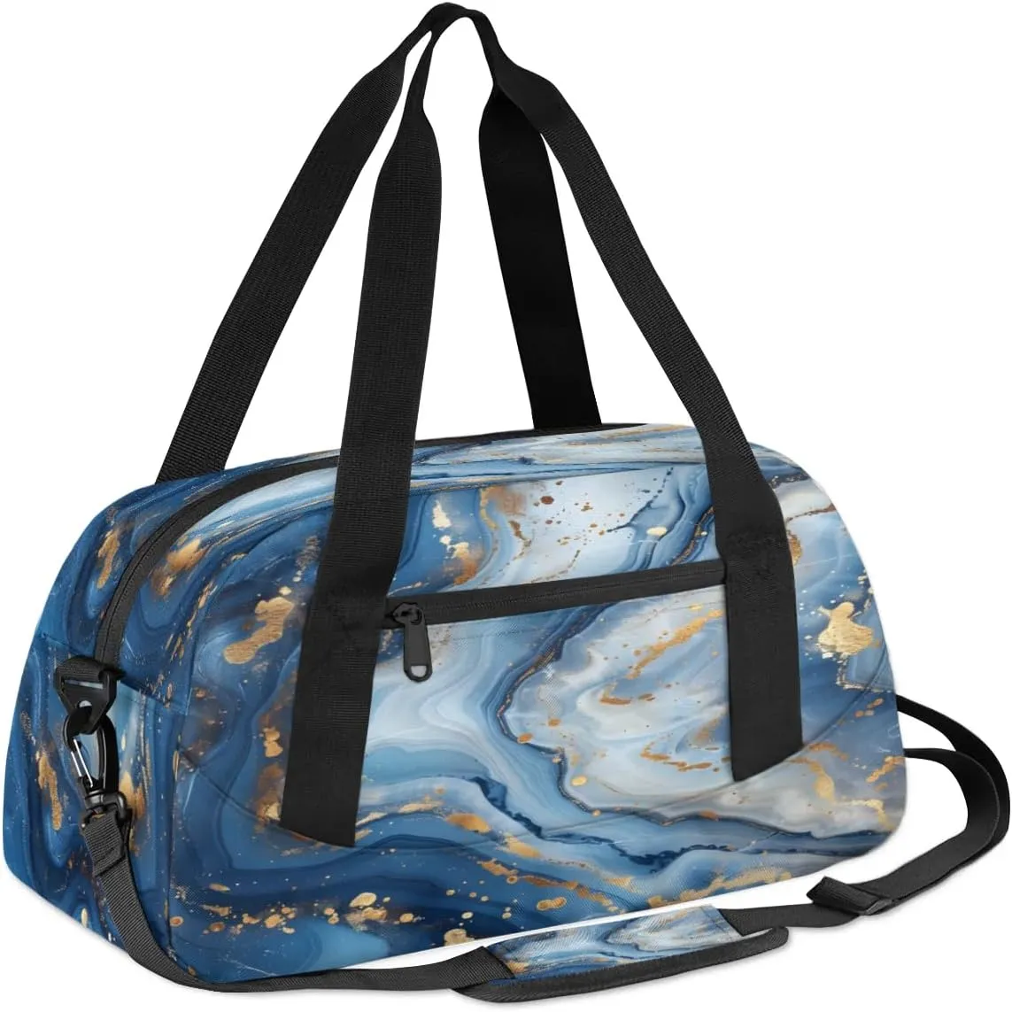 Sport Duffel Bag Blue Marble Print Kids Gym Bag Weekender Overnight Bags for Boys Girls Teens Carry On Workout Travel Bag