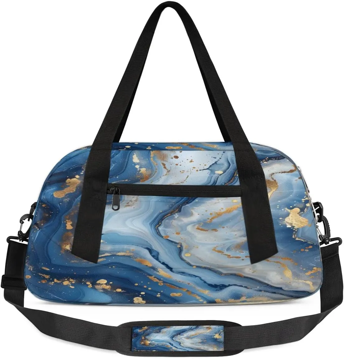 Sport Duffel Bag Blue Marble Print Kids Gym Bag Weekender Overnight Bags for Boys Girls Teens Carry On Workout Travel Bag