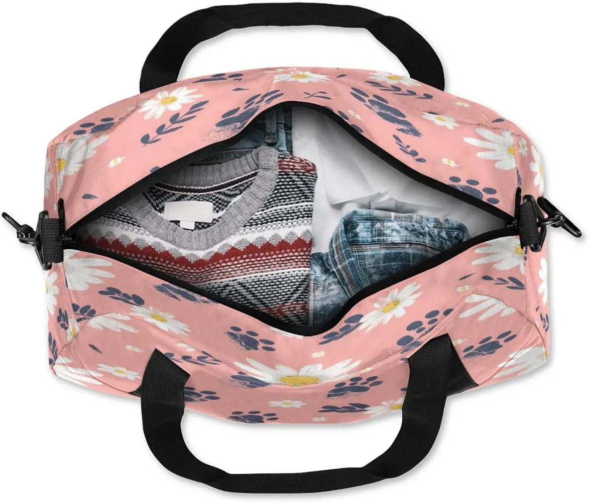 Sport Duffel Bag Daisy Animal Paw Print Kids Gym Bag Weekender Overnight Bags for Boys Girls Teens Carry On Workout Travel Bag