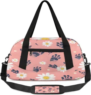 Sport Duffel Bag Daisy Animal Paw Print Kids Gym Bag Weekender Overnight Bags for Boys Girls Teens Carry On Workout Travel Bag
