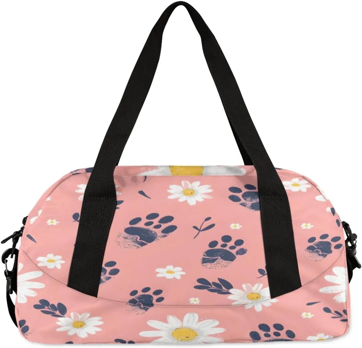 Sport Duffel Bag Daisy Animal Paw Print Kids Gym Bag Weekender Overnight Bags for Boys Girls Teens Carry On Workout Travel Bag