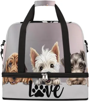 Sports Gym Bag Animal Dog Large Travel Duffel Bag With Shoe Compartment Foldable Waterproof Carry-On Weekend Travel Bags for Camping Overnight Yoga Hospital Travel Bags