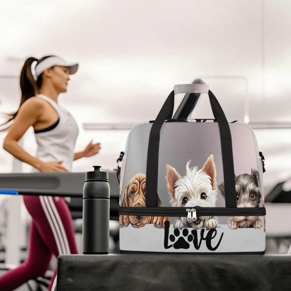 Sports Gym Bag Animal Dog Large Travel Duffel Bag With Shoe Compartment Foldable Waterproof Carry-On Weekend Travel Bags for Camping Overnight Yoga Hospital Travel Bags