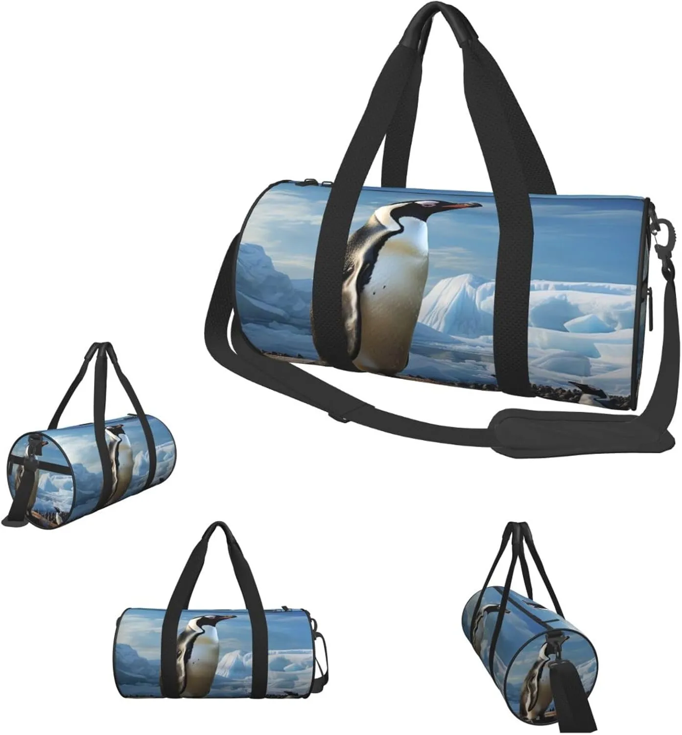 Sports Gym Bag for Women Men Travel Duffel Bag Tote Weekender Bag Carry on Overnight Bag for Travel Swimming Fitness Workout Sports Penguin Print Duffle Bag