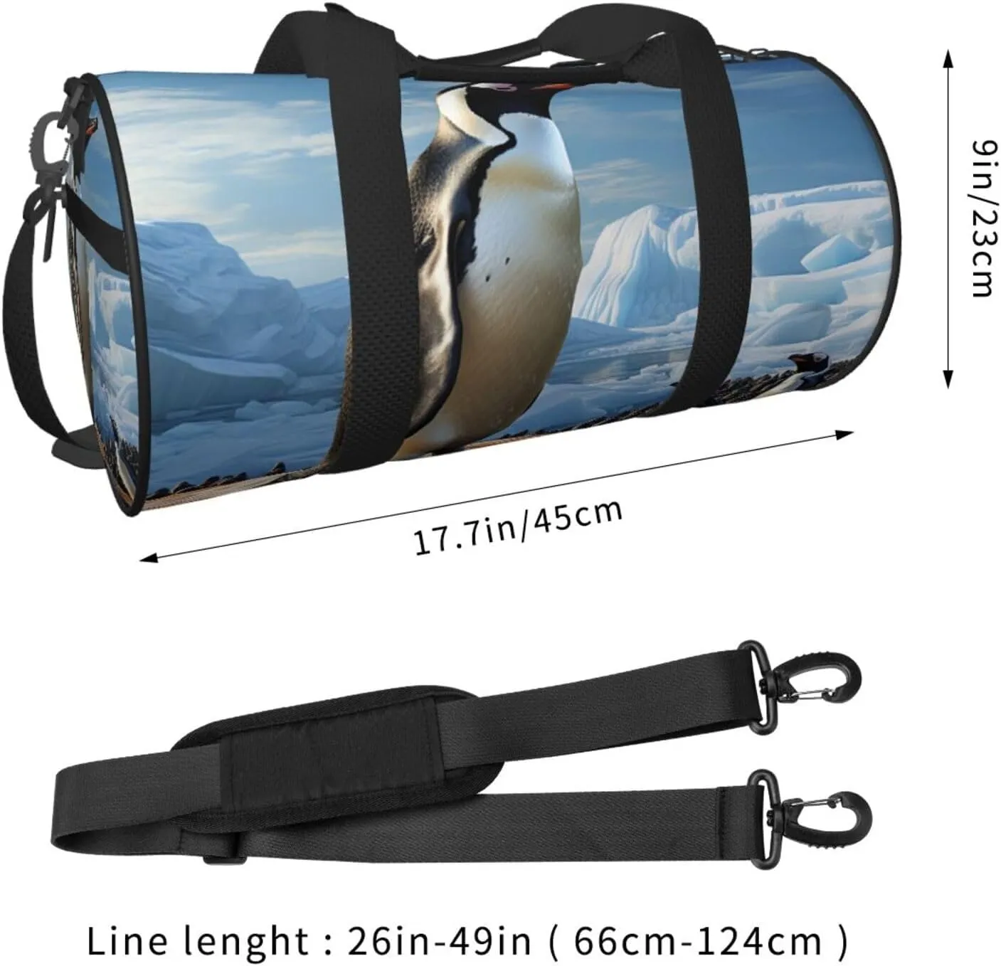Sports Gym Bag for Women Men Travel Duffel Bag Tote Weekender Bag Carry on Overnight Bag for Travel Swimming Fitness Workout Sports Penguin Print Duffle Bag