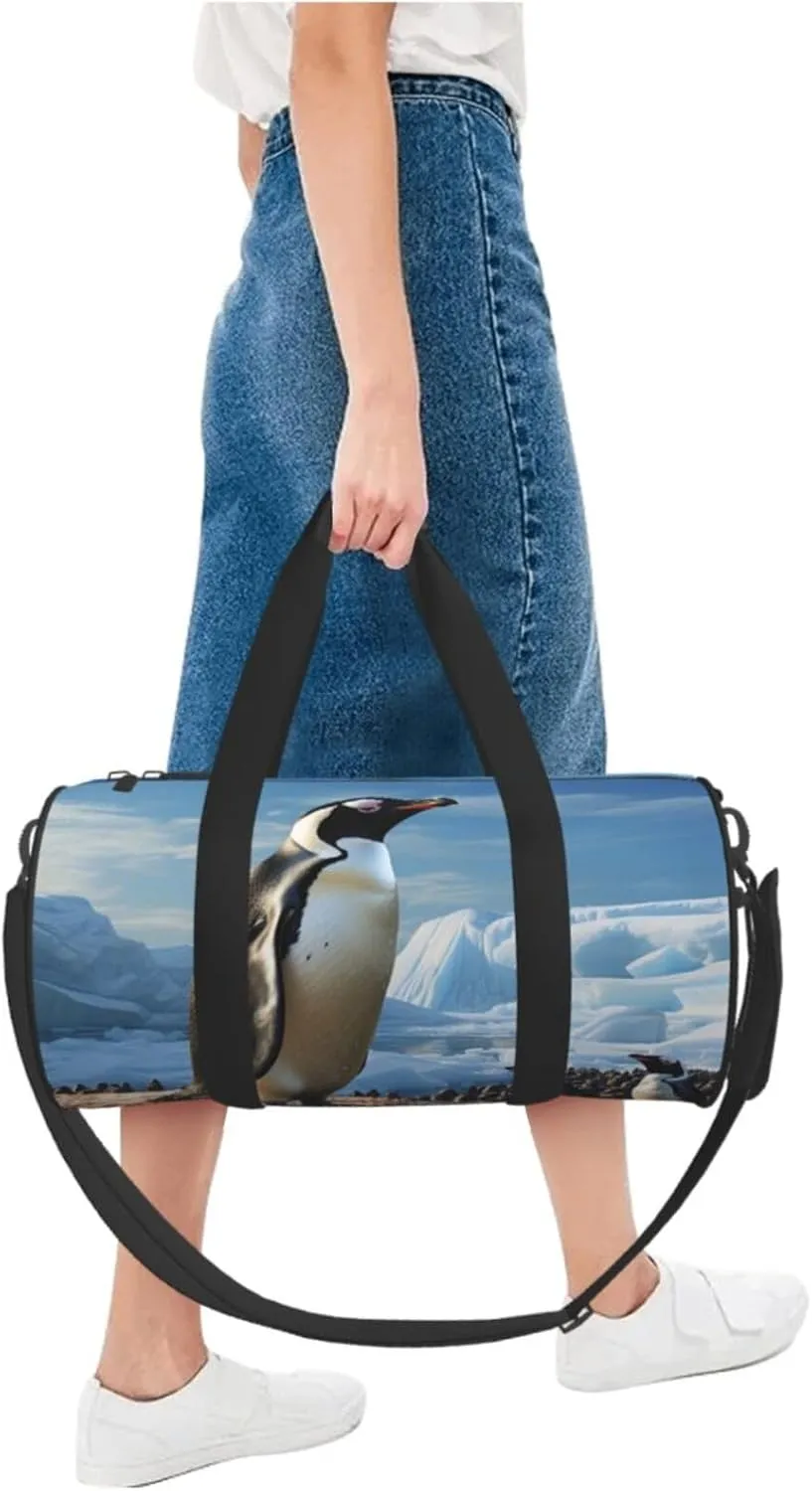 Sports Gym Bag for Women Men Travel Duffel Bag Tote Weekender Bag Carry on Overnight Bag for Travel Swimming Fitness Workout Sports Penguin Print Duffle Bag