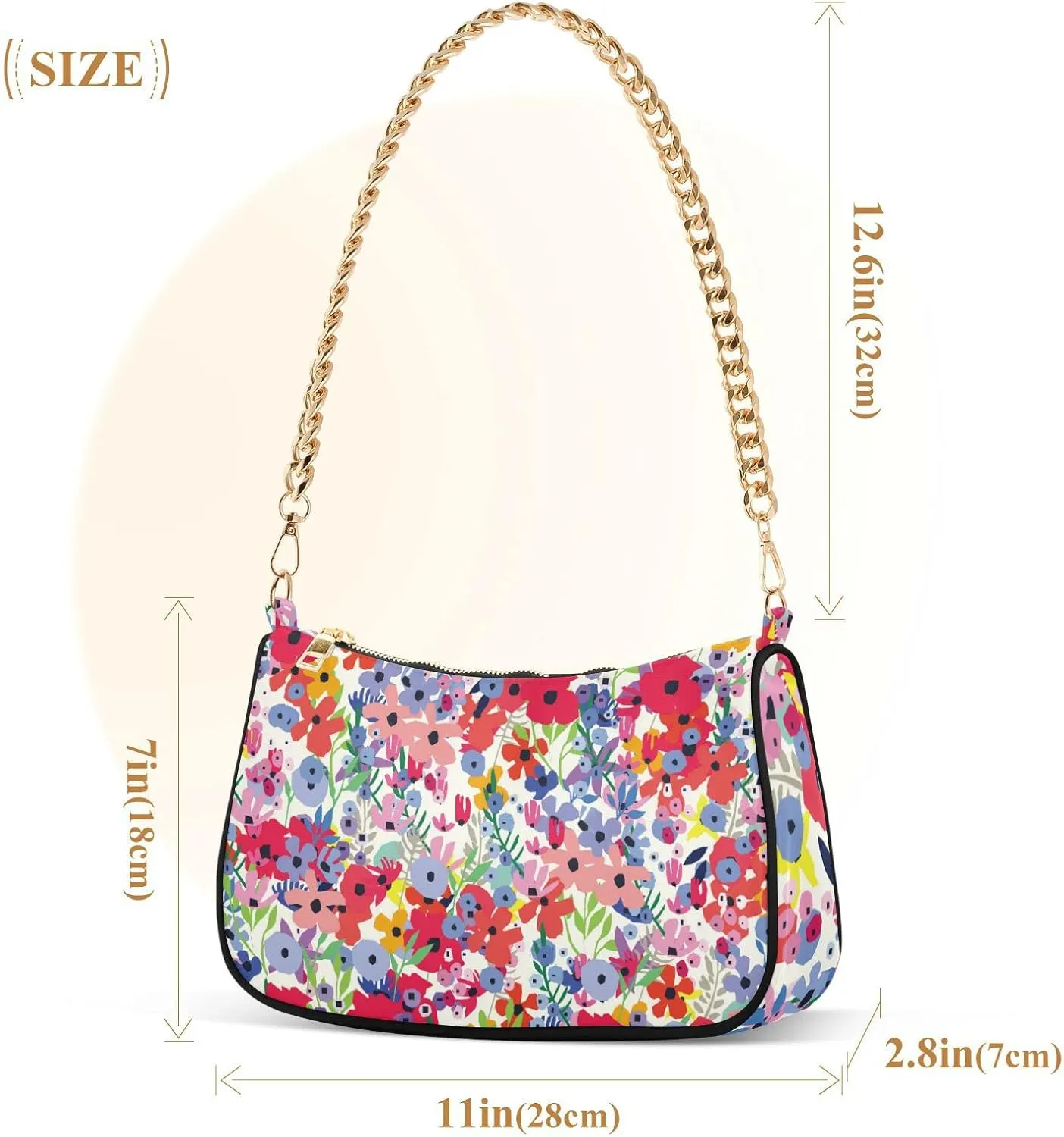 Spring Colorful Flowers Wildflowers Shoulder Bags for Women Small Handbags Mini Clutch Purse