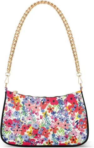 Spring Colorful Flowers Wildflowers Shoulder Bags for Women Small Handbags Mini Clutch Purse