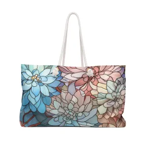 Stained Glass Dark Flowers Oversized Tote Bag