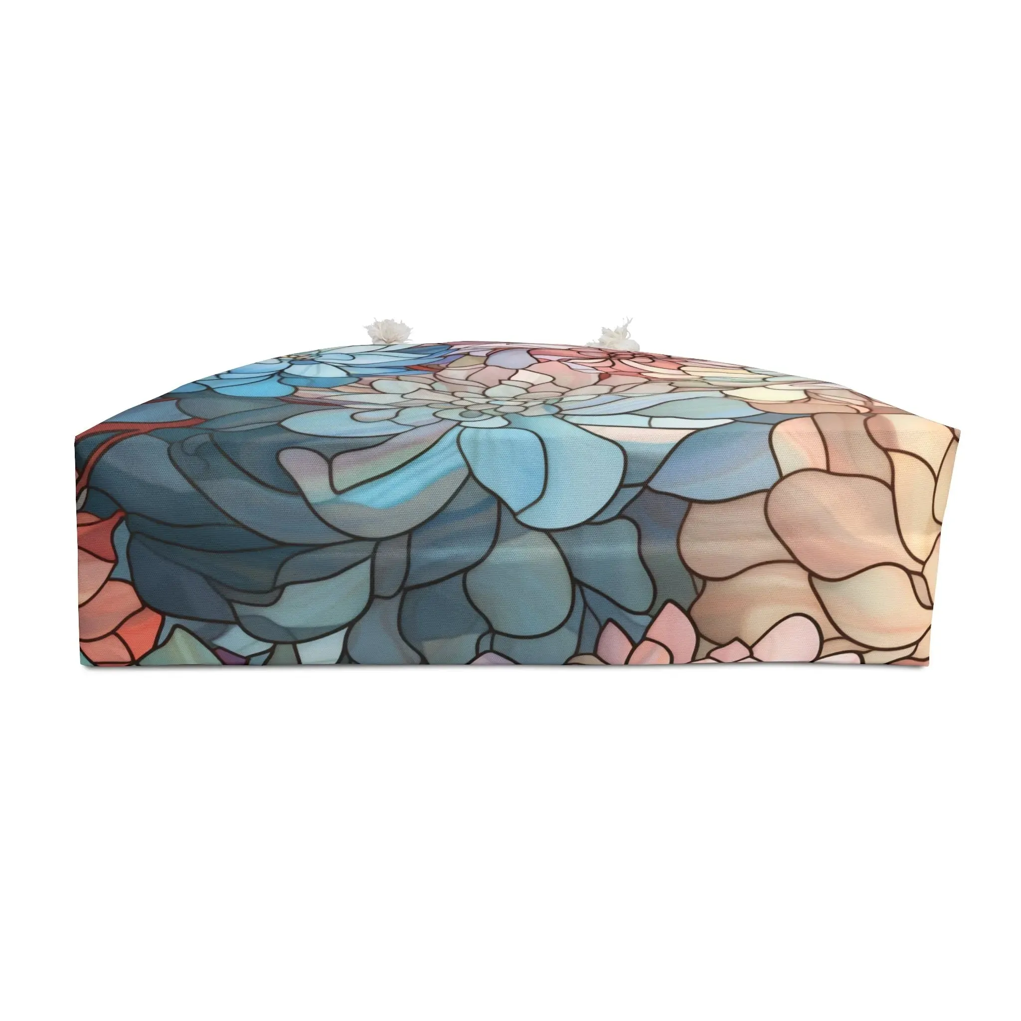 Stained Glass Dark Flowers Oversized Tote Bag