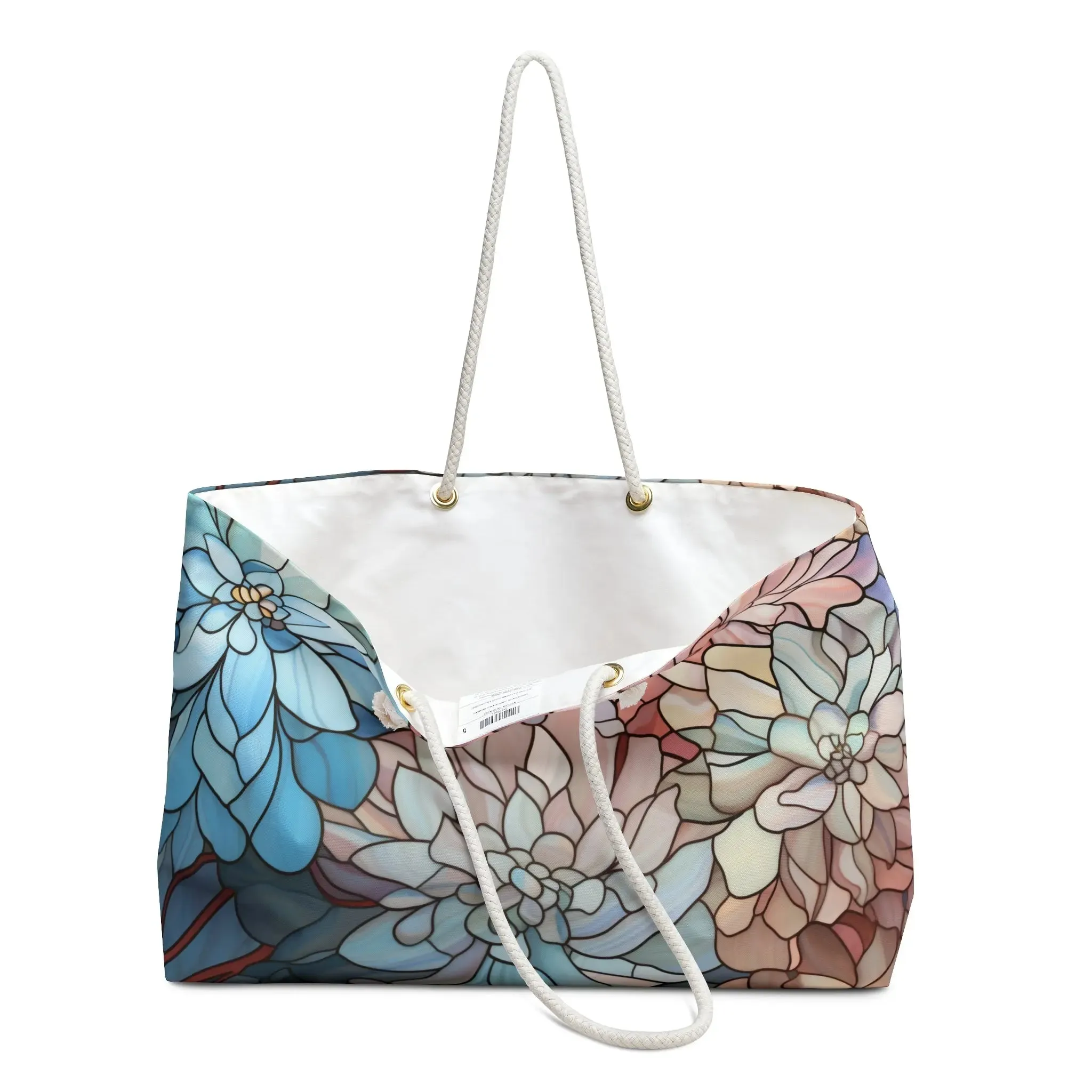 Stained Glass Dark Flowers Oversized Tote Bag