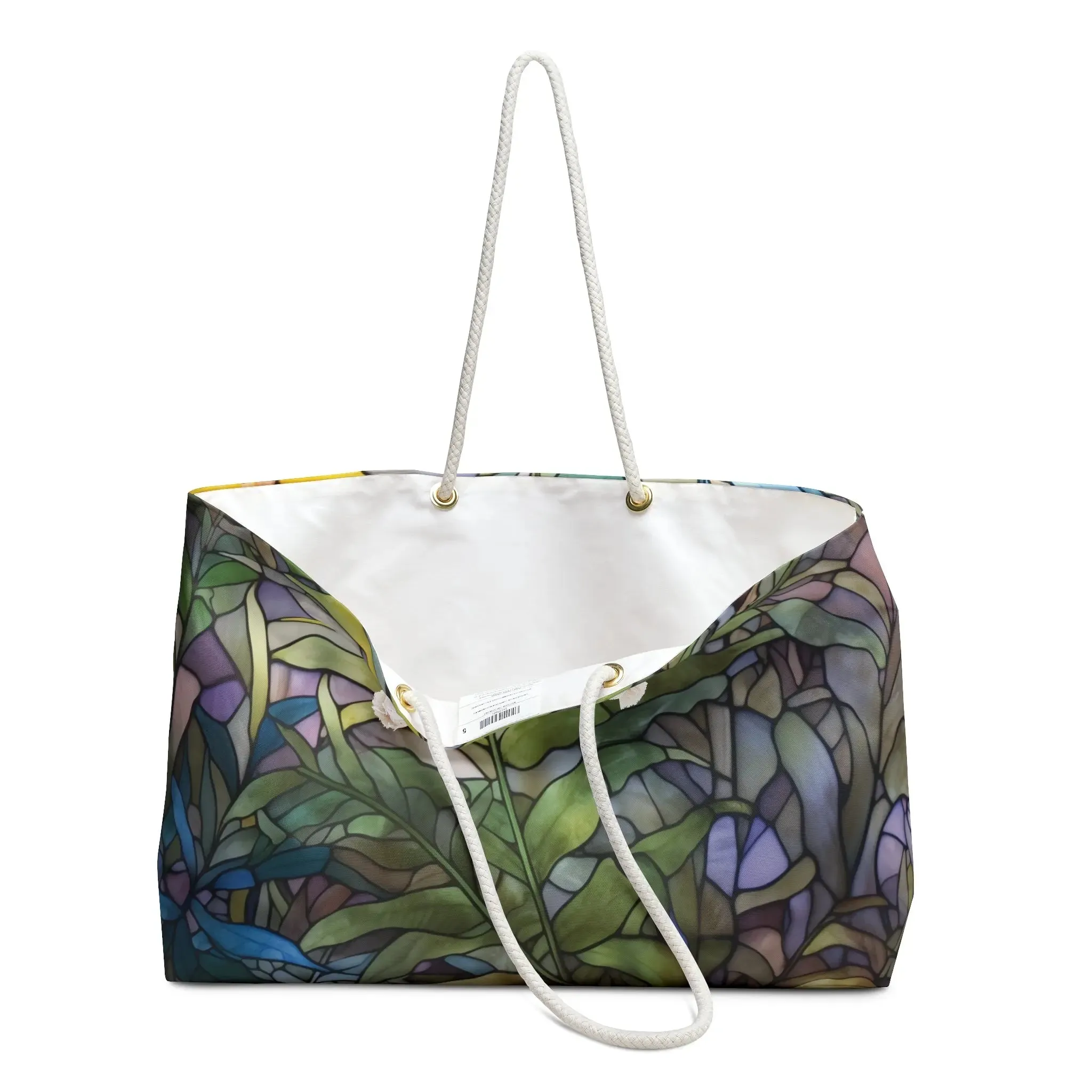 Stained Glass Ferns Oversized Tote Bag