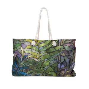 Stained Glass Ferns Oversized Tote Bag