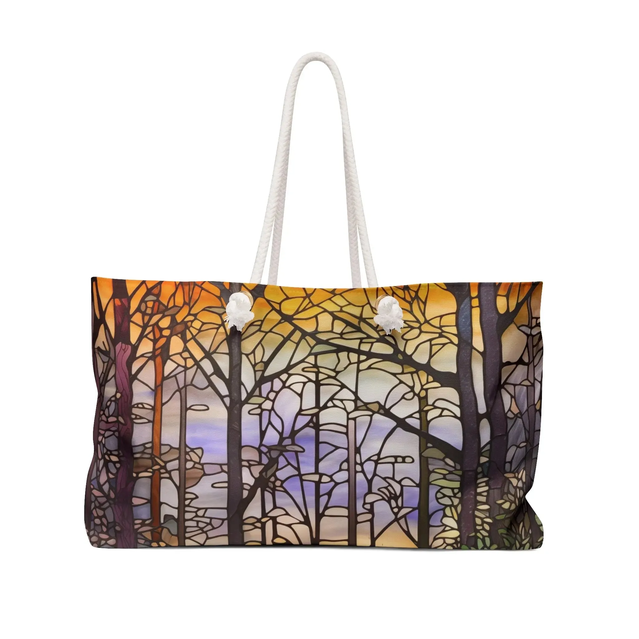 Stained Glass Forest Oversized Tote Bag