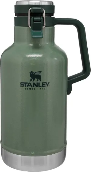 Stanley Classic Easy-Pour Growler 64 oz | Keeps Beer Cold or Coffee Hot | Leakproof Steel Lined Lid and Easy to Carry Handle | Insulated Stainless Steel | BPA-Free | Green