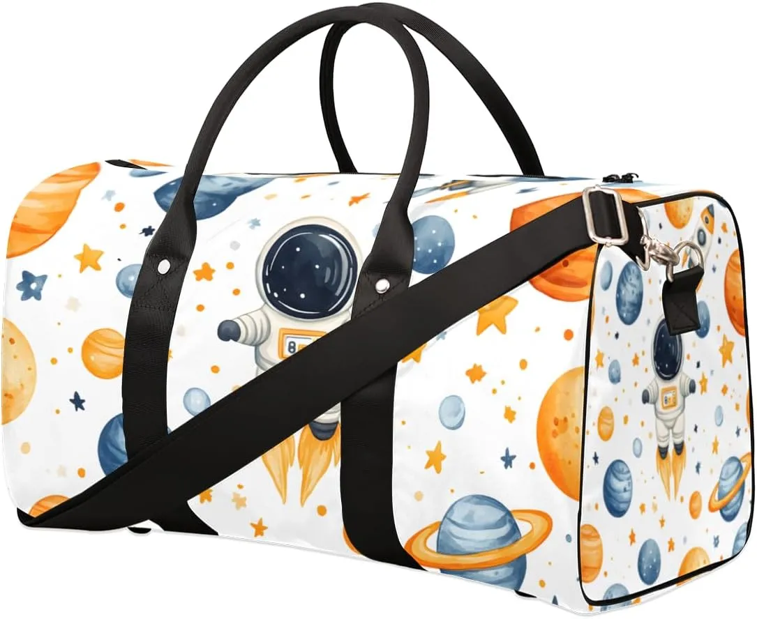 Stars Astronaut Travel Duffle Bag for Women Men Gym Duffel Foldable Bag Waterproof Weekender Fantasy Planet Galaxy Duffle Tote