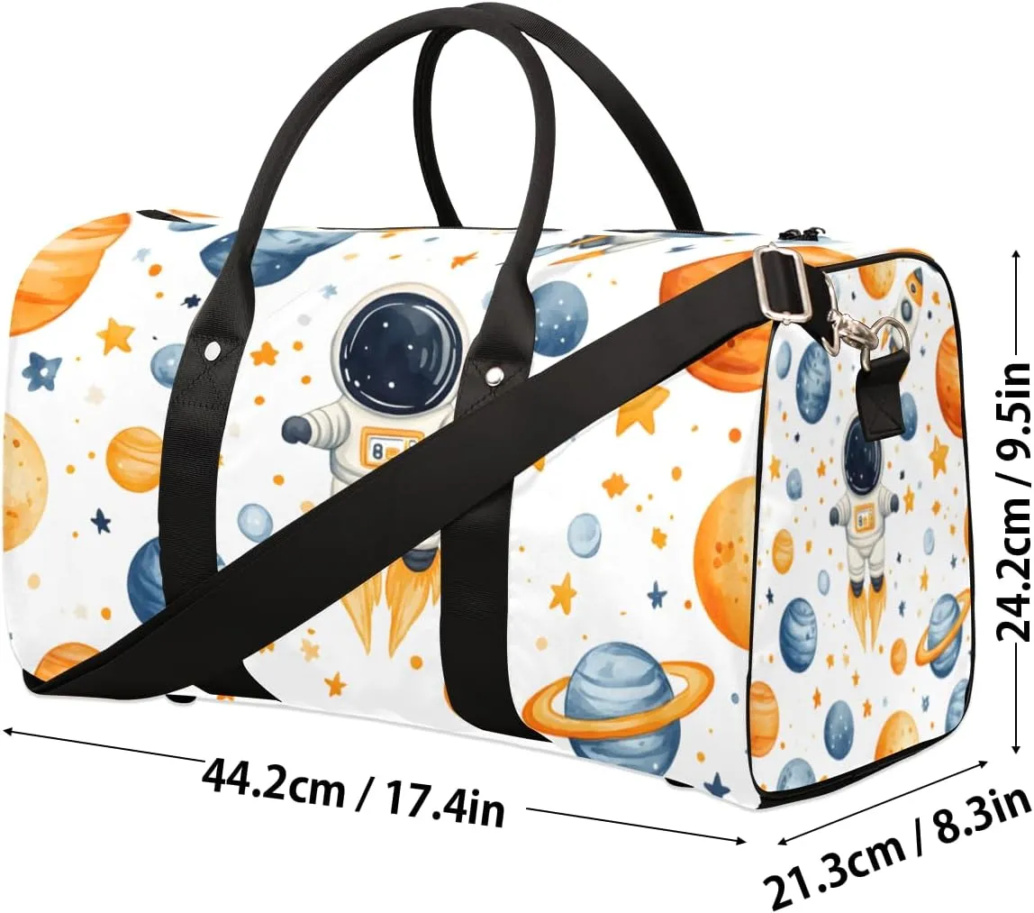 Stars Astronaut Travel Duffle Bag for Women Men Gym Duffel Foldable Bag Waterproof Weekender Fantasy Planet Galaxy Duffle Tote