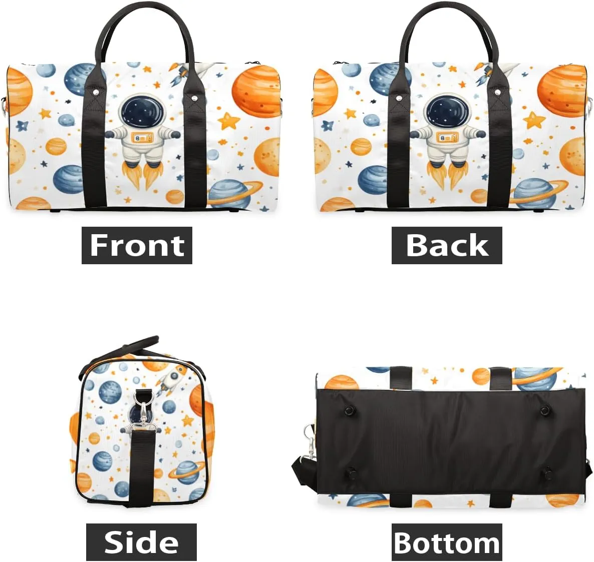 Stars Astronaut Travel Duffle Bag for Women Men Gym Duffel Foldable Bag Waterproof Weekender Fantasy Planet Galaxy Duffle Tote