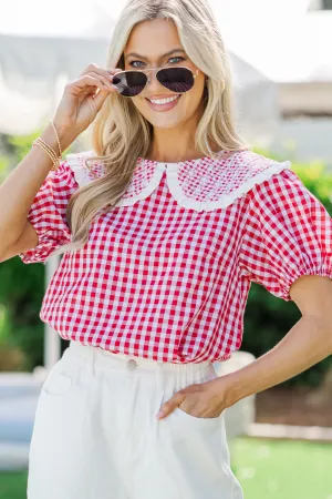 Stay There Red Gingham Blouse