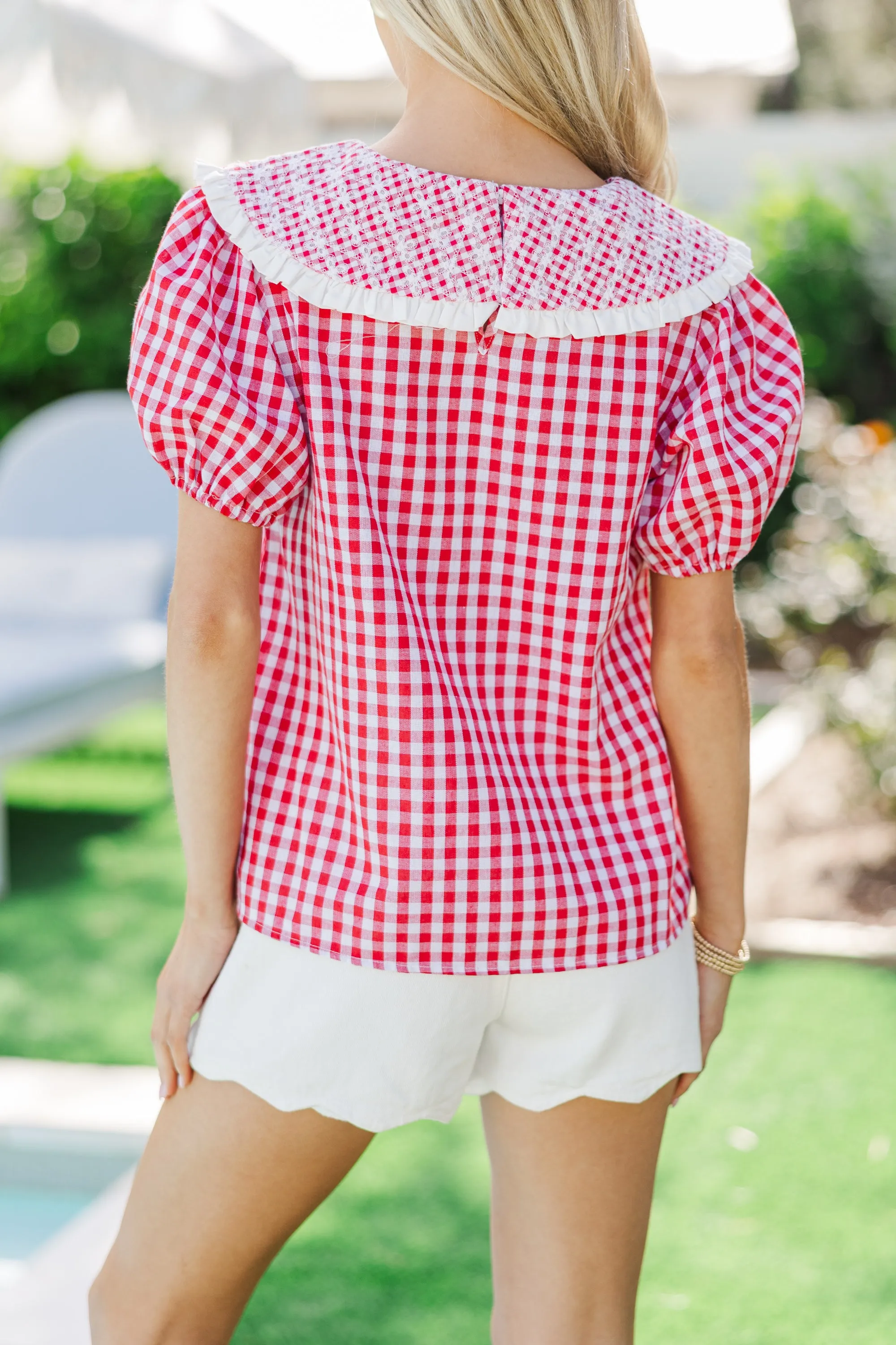 Stay There Red Gingham Blouse
