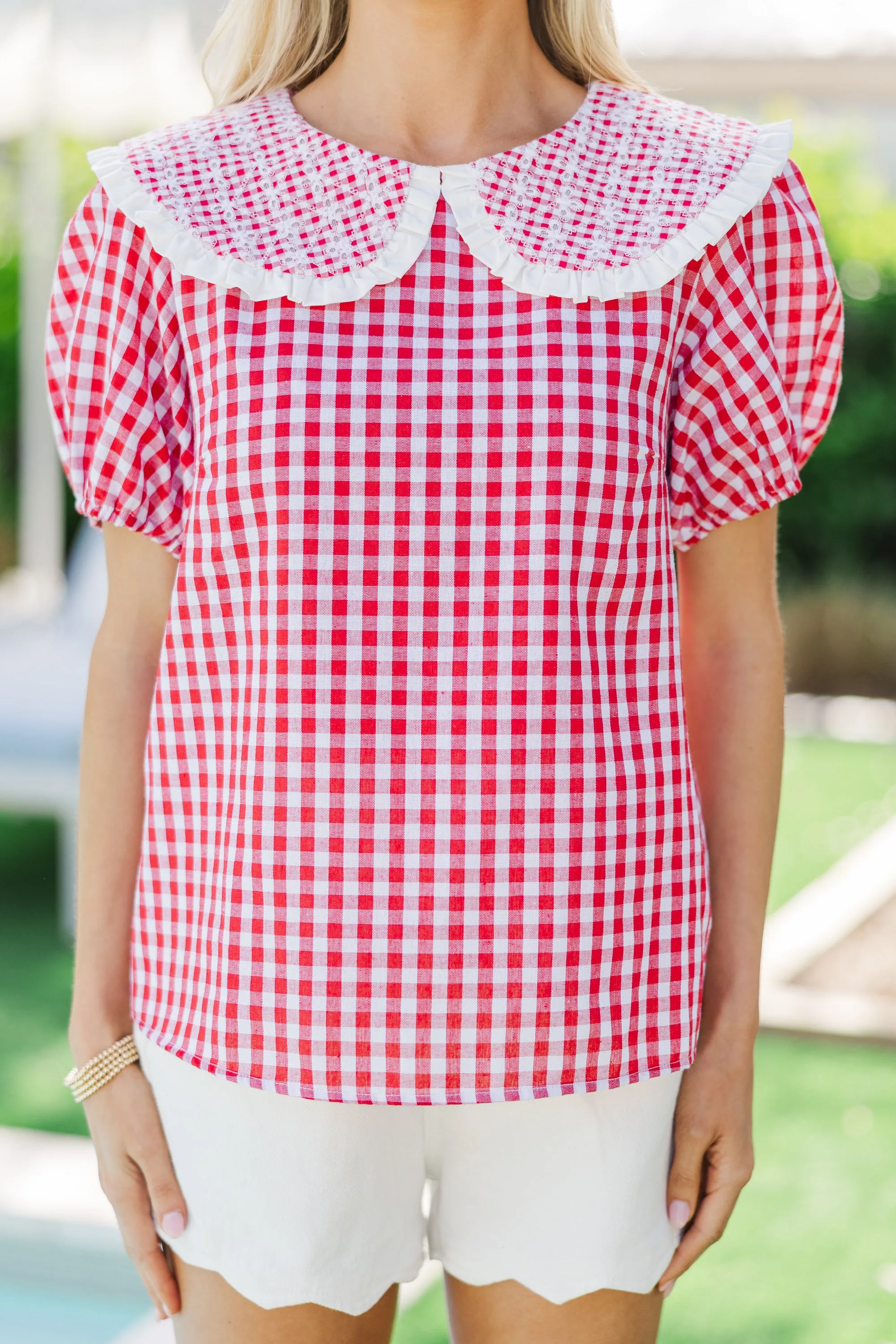 Stay There Red Gingham Blouse