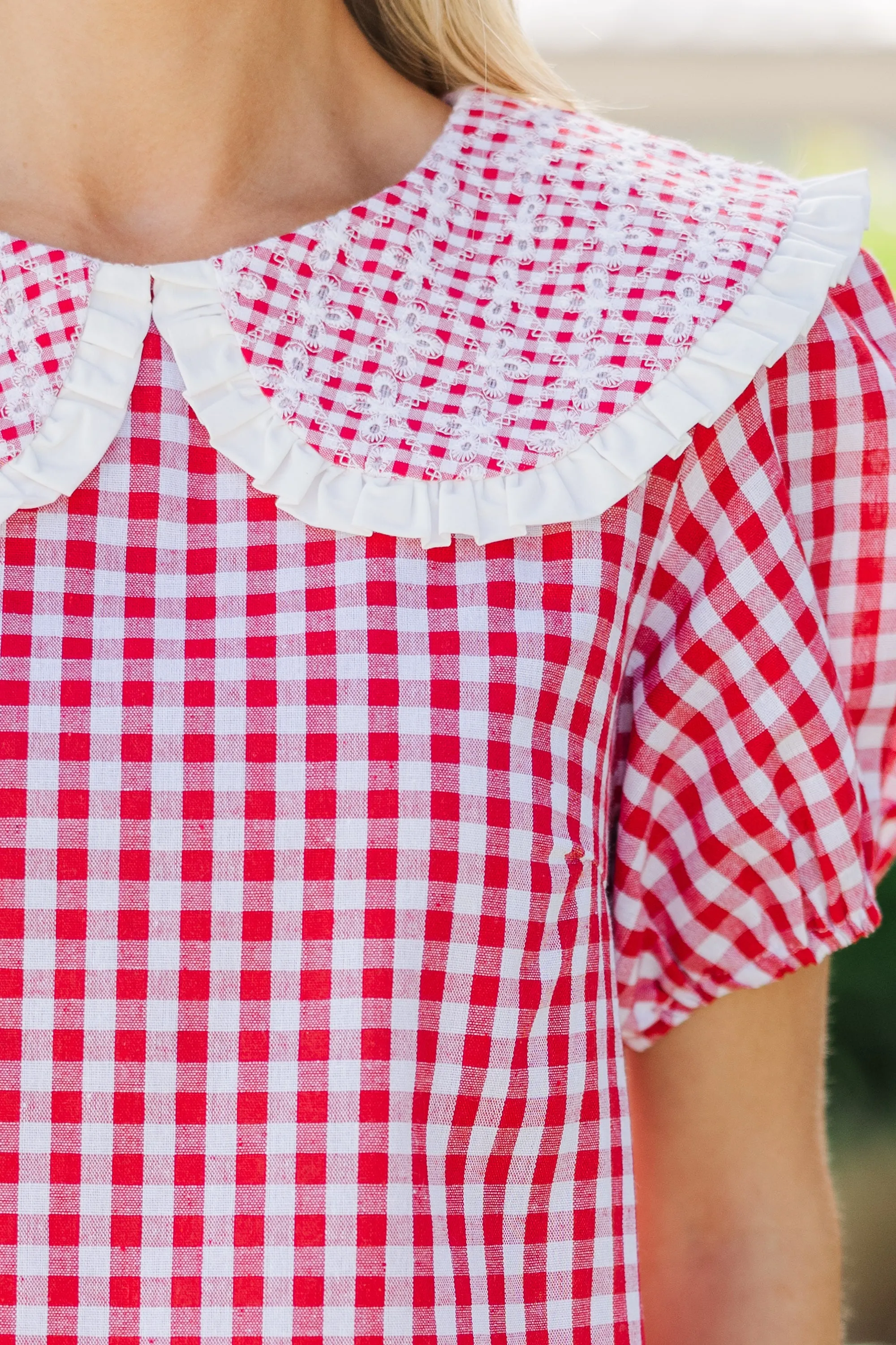 Stay There Red Gingham Blouse