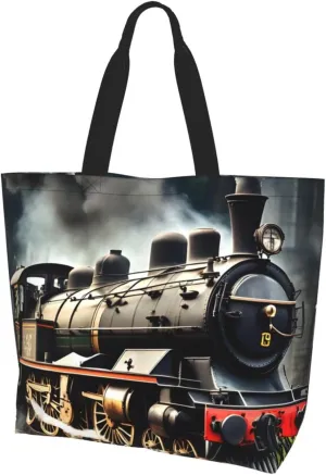 Steam Locomotive Train print Shoulder Handbag, Women Tote Purse, Large Capacity Shopping Bag, Top Handle Bag
