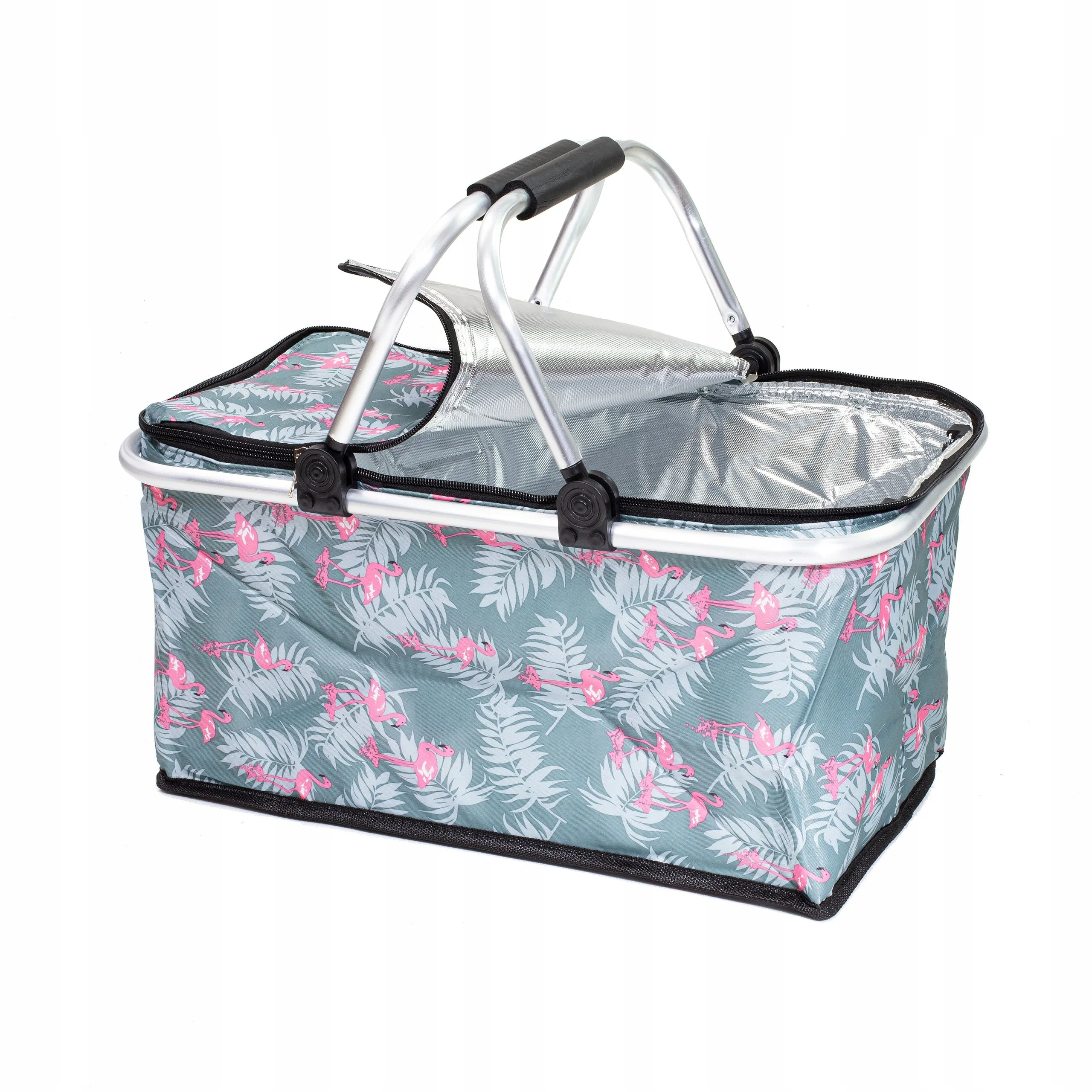 Steel Handle Storage Basket Birds Grey - Sunshine