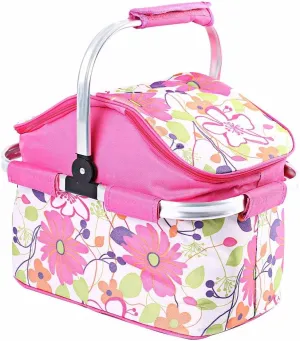 Steel Handle Storage Basket Flowers Pink - Sunshine