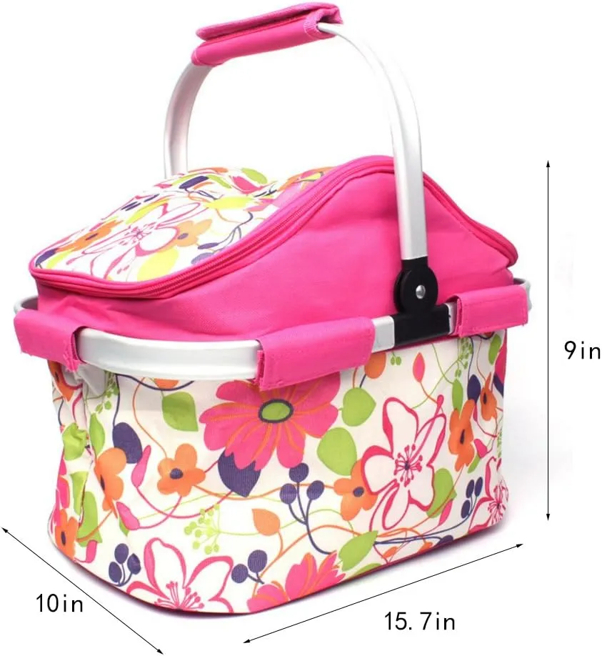 Steel Handle Storage Basket Flowers Pink - Sunshine