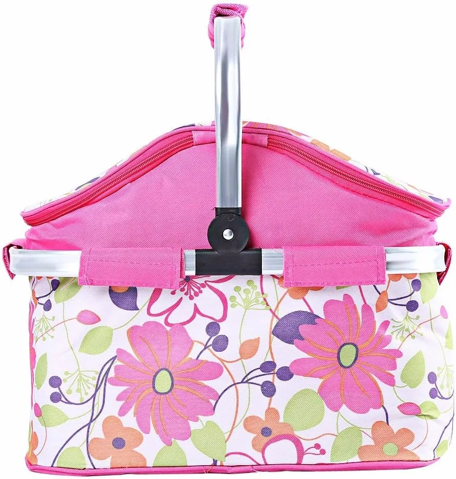 Steel Handle Storage Basket Flowers Pink - Sunshine