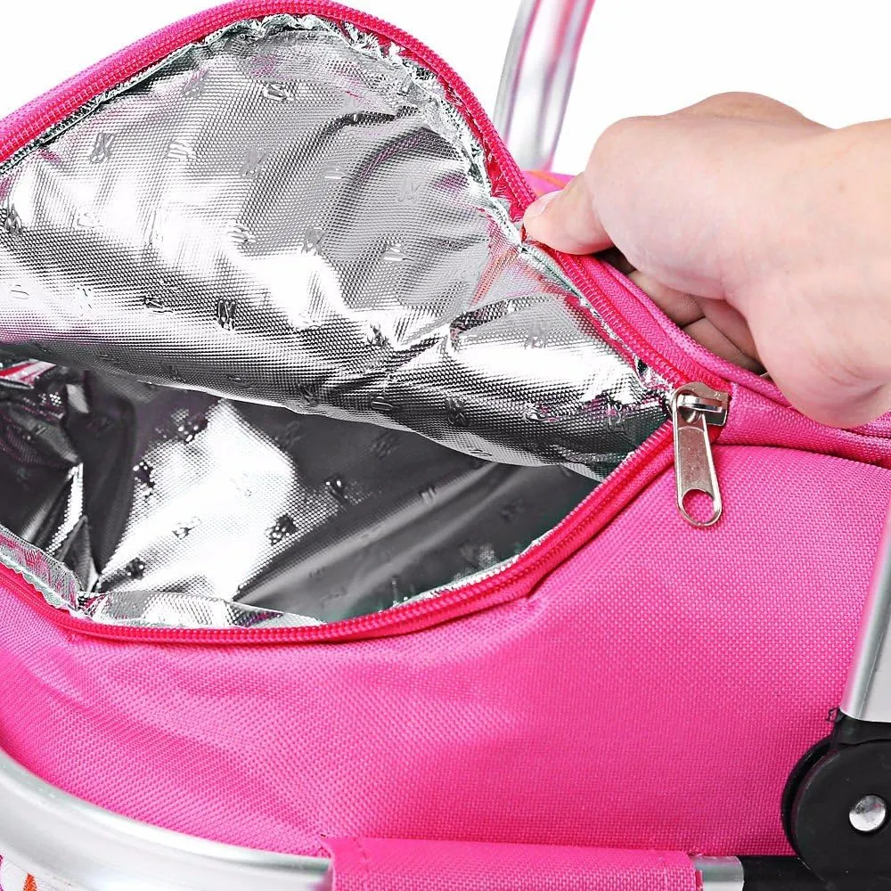 Steel Handle Storage Basket Flowers Pink - Sunshine