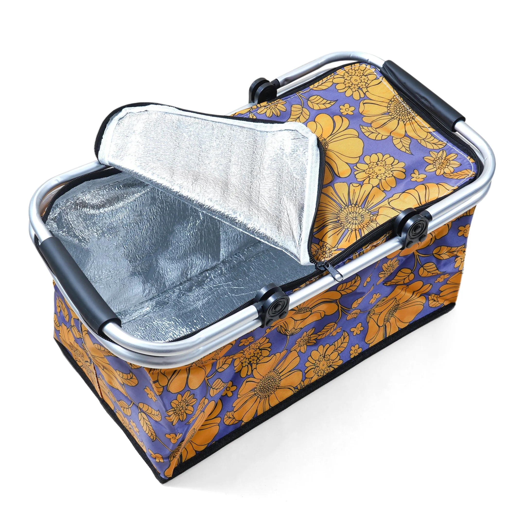 Steel Handle Storage Basket Flowers Yellow - Sunshine