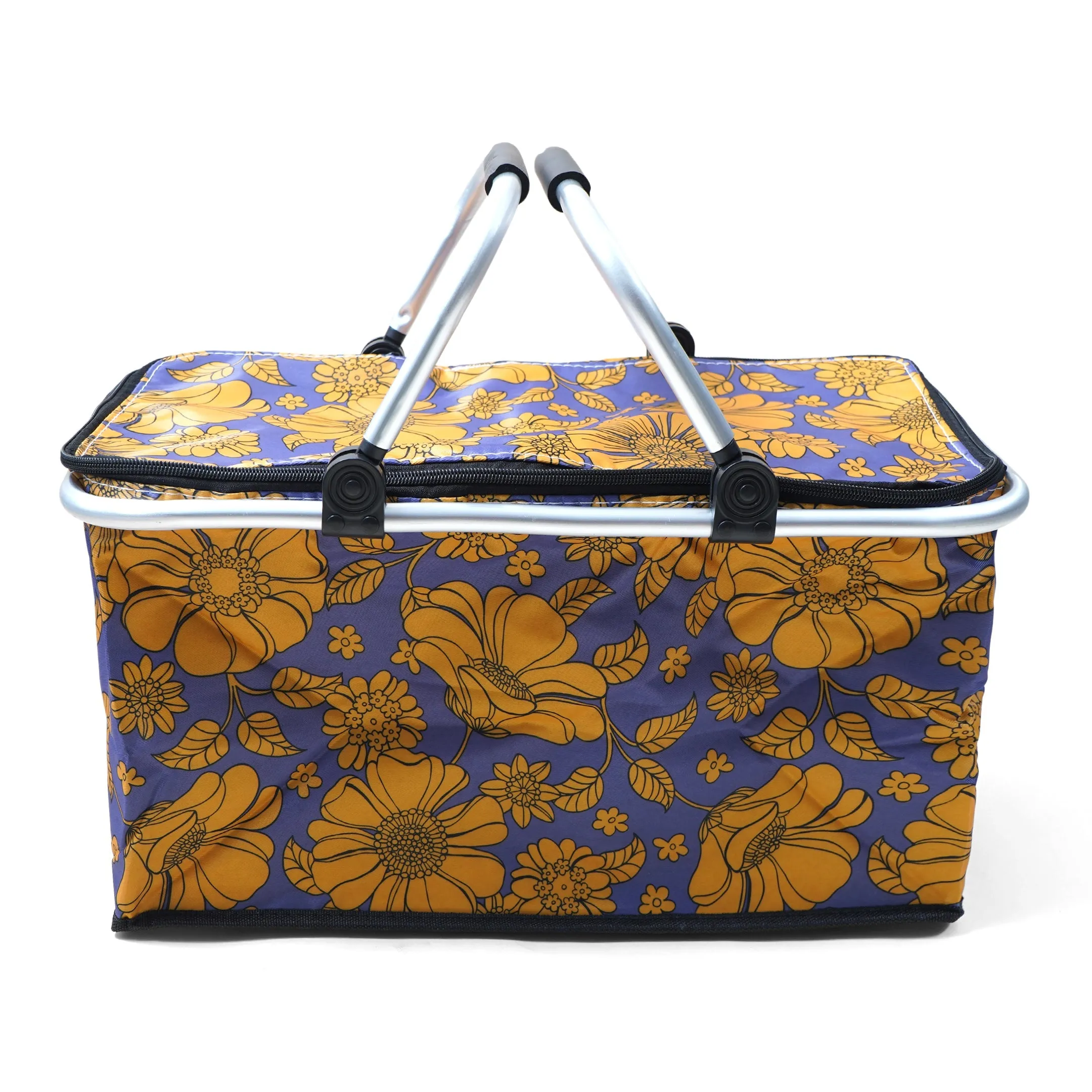 Steel Handle Storage Basket Flowers Yellow - Sunshine