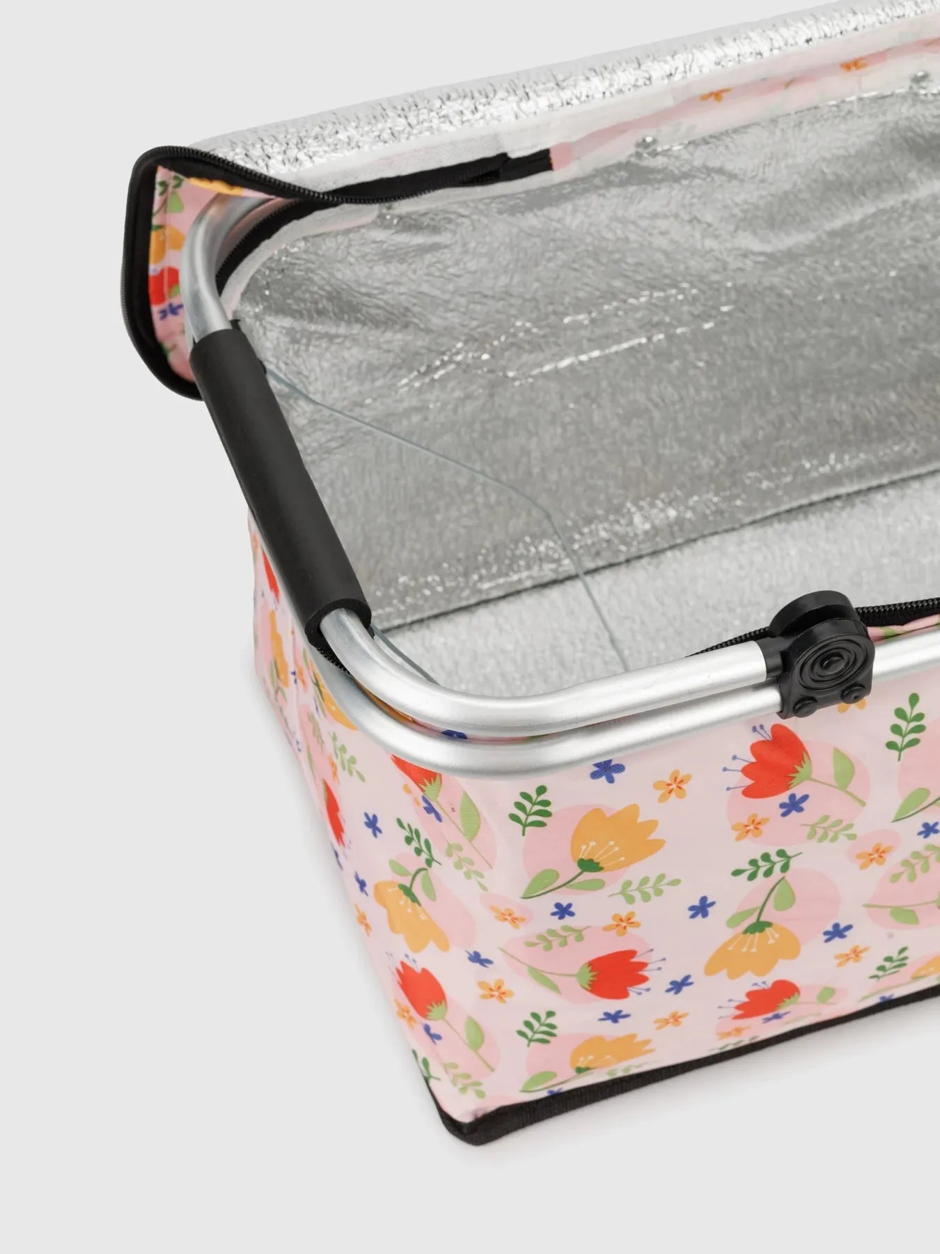 Steel Handle Storage Basket Pink Flowers - Sunshine